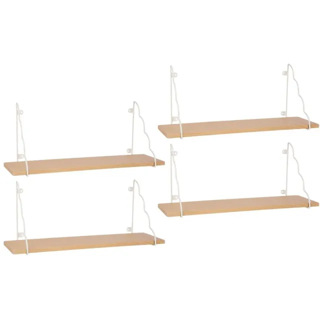 OSTARIA Wandplank Jade - 4x - hout - bruin/wit - 50 cm - boekenplank - hangplank