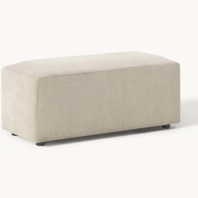 Westwing Collection Corduroy poef Melva, B 99 x D 42 cm Beige