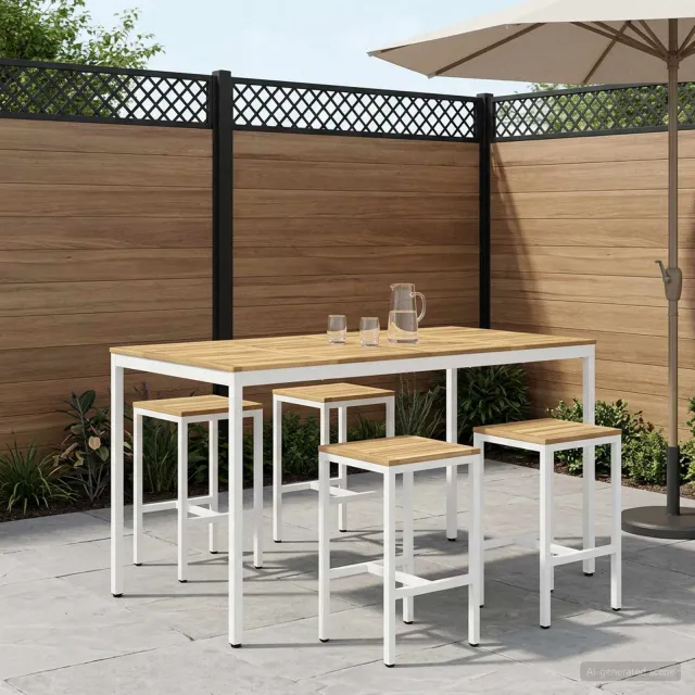vidaXL Tuinbar Tafel NAARDEN Wit 196 x 100,5 x 105 cm, foto 2