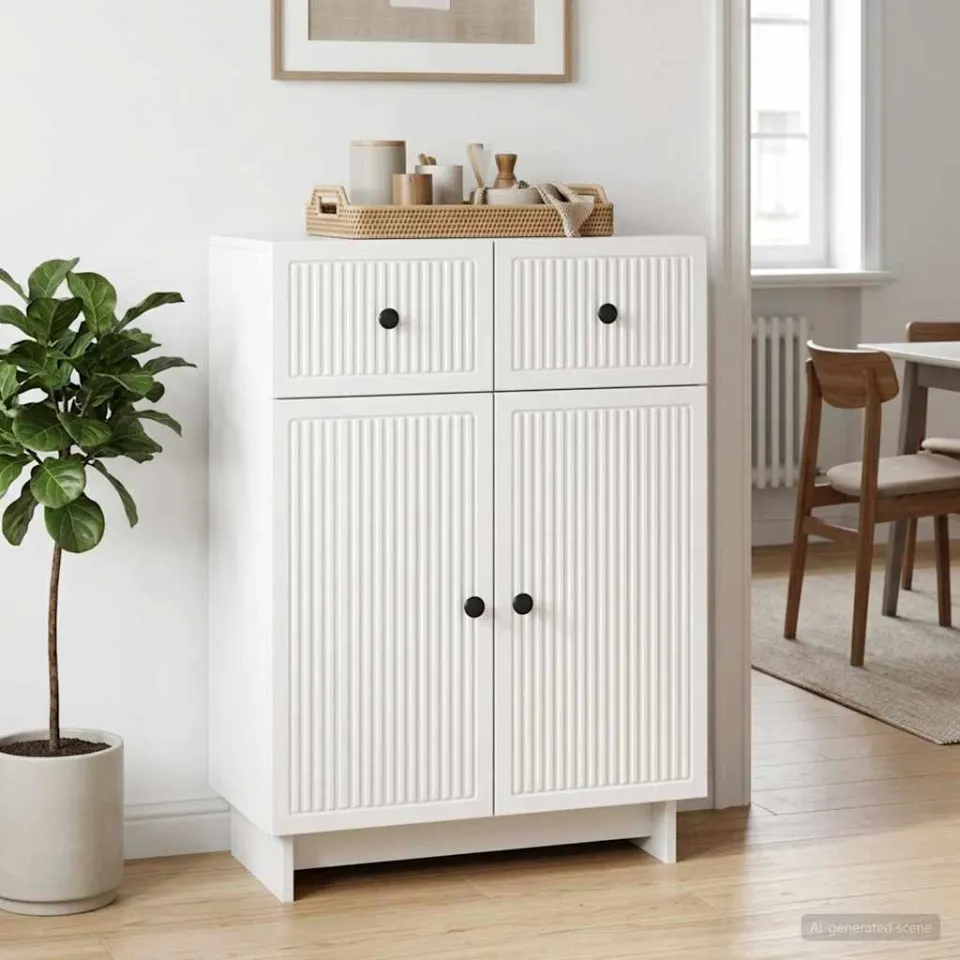 vidaXL Dressoir Hoogglans Wit 66 x 34,5 x 90 cm Bewerkt hout, foto 3