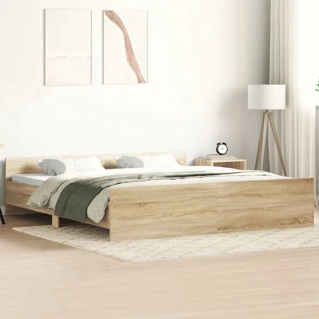 vidaXL Bedframe met hoofd- en voeteneinde sonoma eikenkleur 160x200 cm Bruin