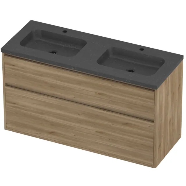 Proline Rollo Badmeubelset Hardsteen Elegant 2 Laden 120x46x67 cm Blue Stone Cider Oak Eiken