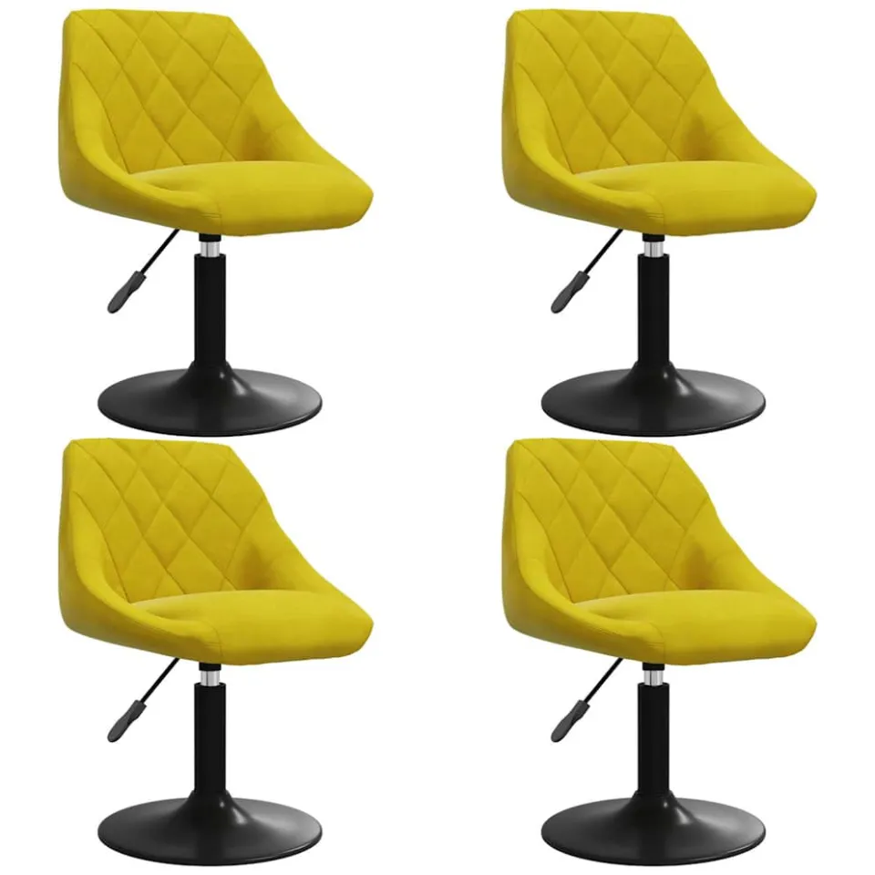 vidaXL Eetkamerstoelen draaibaar 4 st fluweel mosterdgeel, foto 3