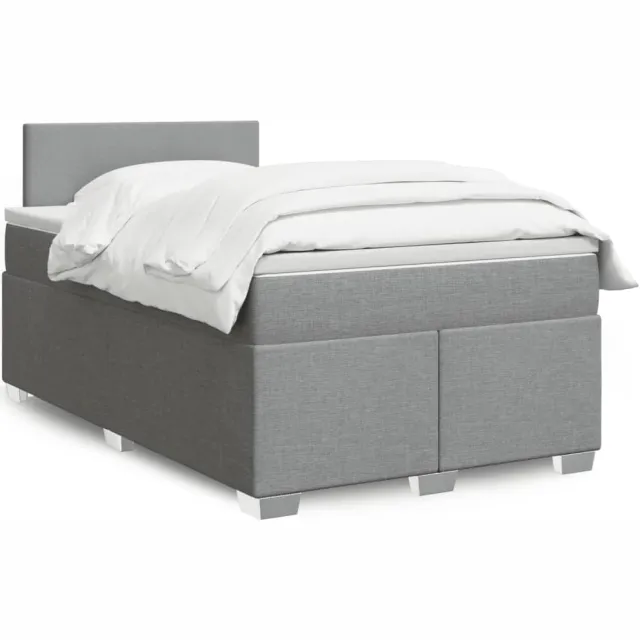 vidaXL Boxspring met matras stof lichtgrijs 120x200 cm grijs