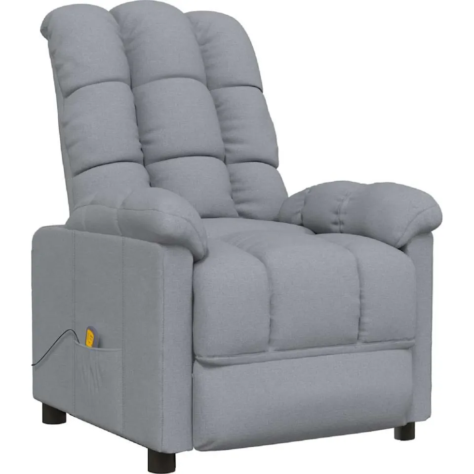 vidaXL Massagestoel stof lichtgrijs grijs, foto 3