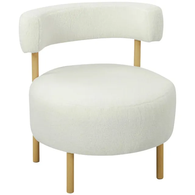 ZYLARO Fauteuil - Loungestoel - Relaxfauteuil met Sherpa Fleece - Metalen Poten in Houtlook - Gestoffeerde Stoel - 67 x 67 x 71 cm - Crème Wit crèmewit
