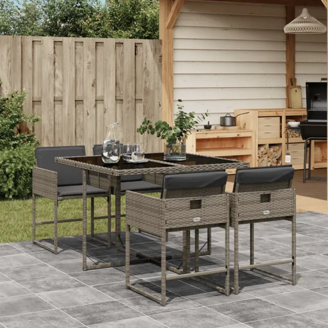 vidaXL 5-delige Tuinset met kussens poly rattan grijs, foto 2