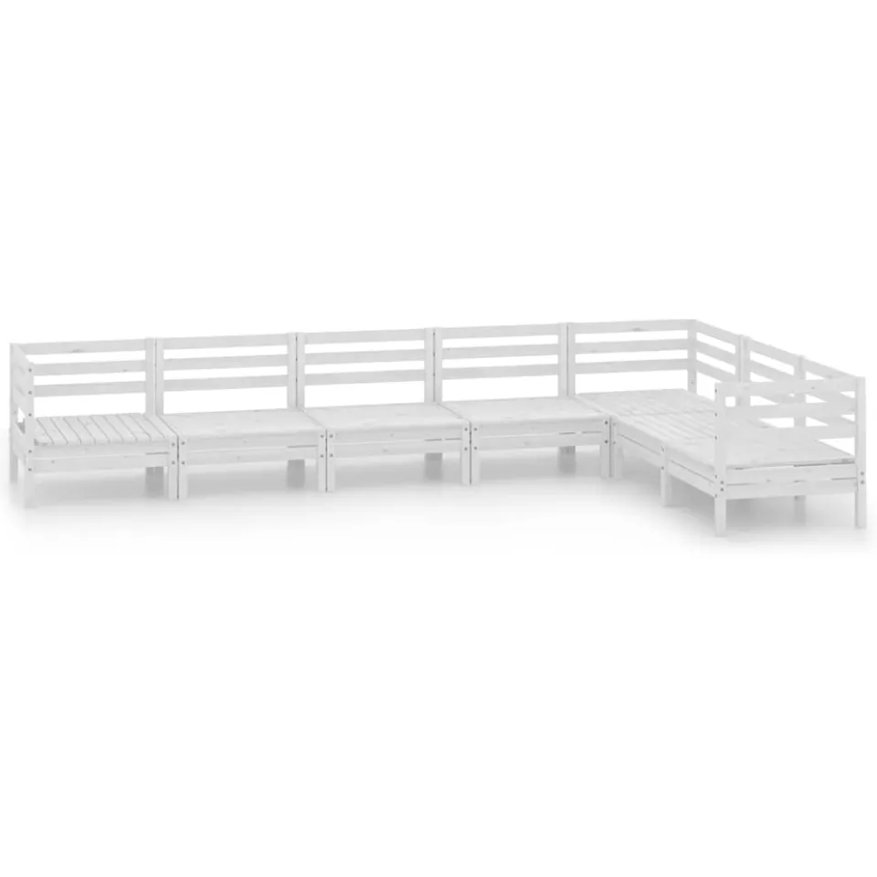 vidaXL 7-delige Loungeset massief grenenhout wit, foto 3