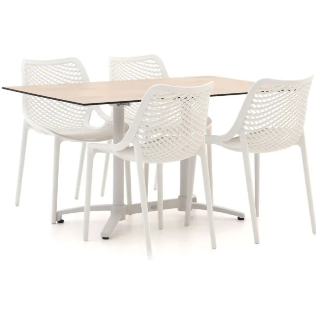 Forza Furniture Forza Ripi/Canzo 140cm dining tuinset 5-delig stapelbaar inklapbaar Bruin