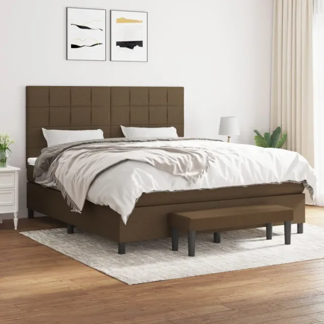vidaXL Boxspring met matras stof donkerbruin 160x200 cm bruin