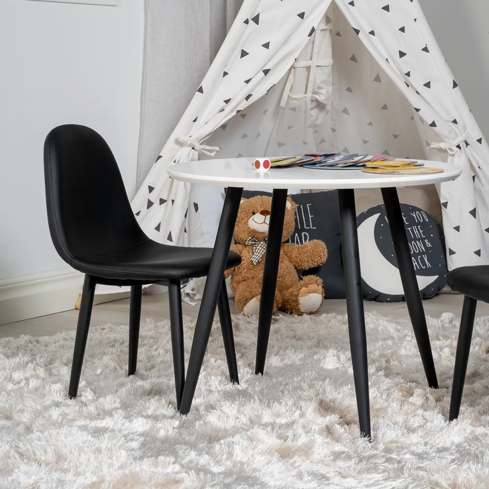Nest living Bruno ronde kindertafel wit – met zwarte poten - Ø 60 cm, foto 3