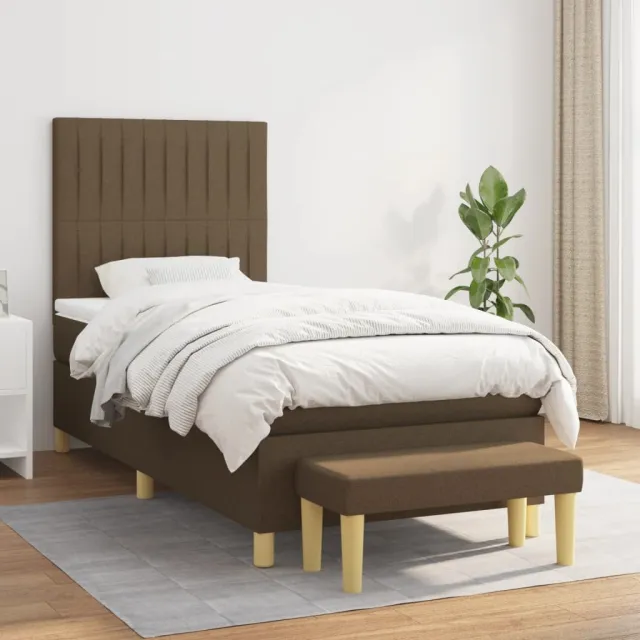 vidaXL Boxspring met matras stof donkerbruin 80x200 cm bruin