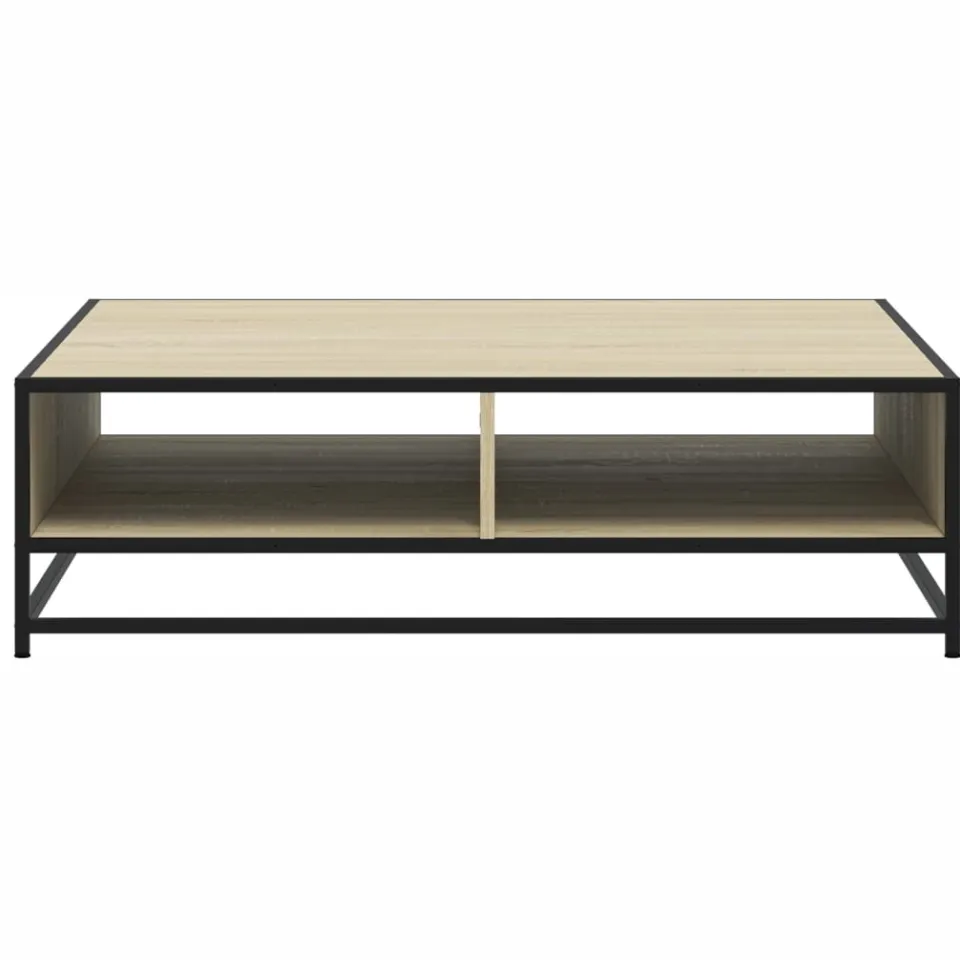 vidaXL Salontafel 100x100x30 cm bewerkt hout en metaal sonoma eiken Bruin