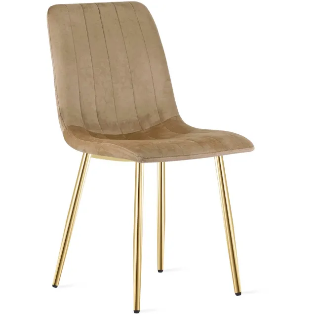 Oskar Eetkamerstoel LAVA - Bruin met Gouden Poten – Velvet Gestoffeerde Design Stoel – Comfortabele Stoel voor Eetkamer, Keuken en Woonkamer - 110 kg bruin / goud