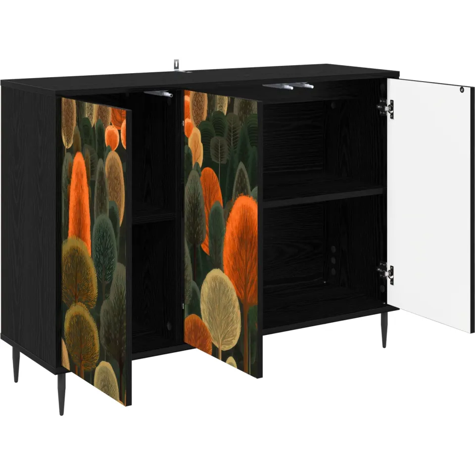 vidaXL Dressoir ZAANDAM Zwart eiken 102 x 33 x 76 cm Bewerkt hout