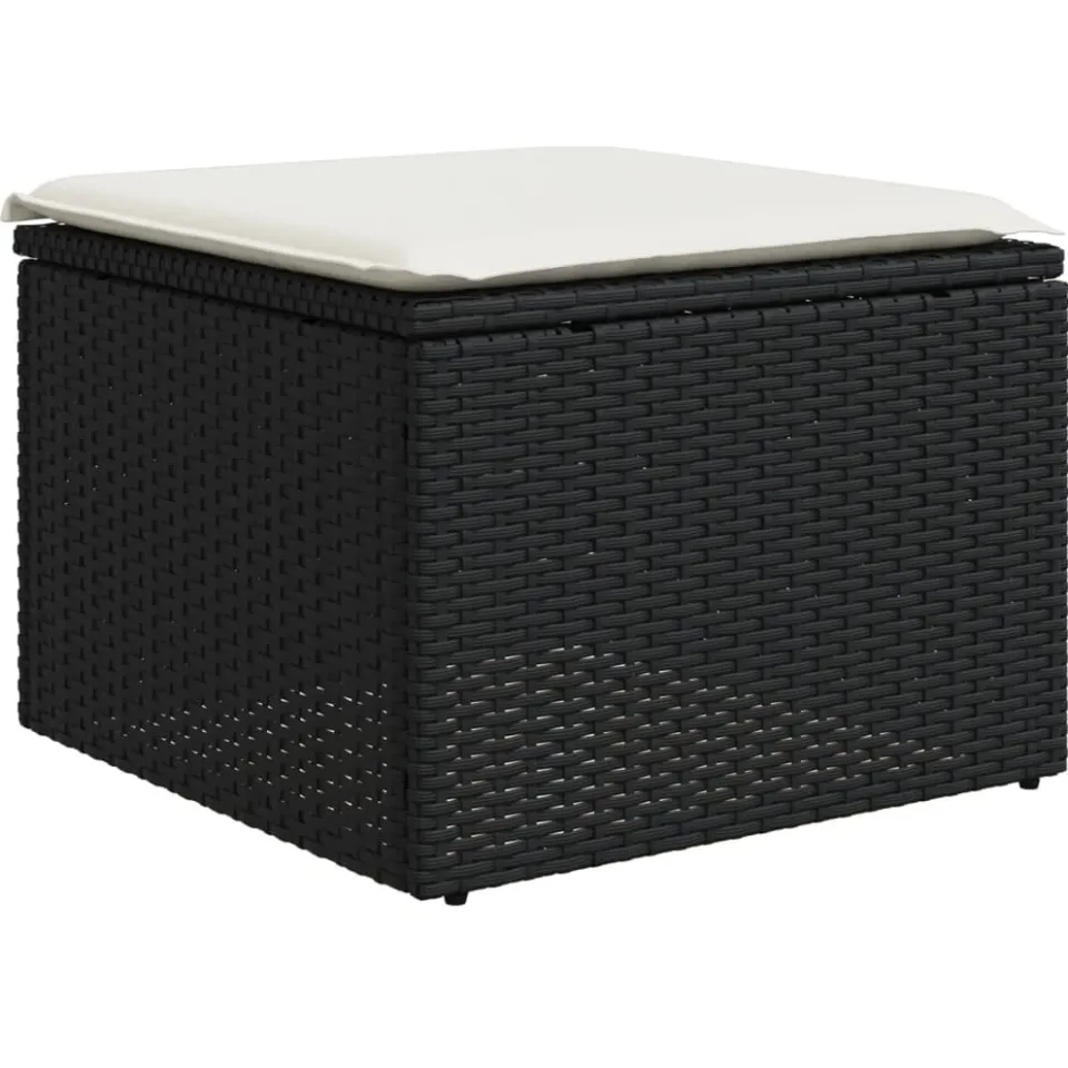 vidaXL 7-delige Loungeset met kussens poly rattan zwart