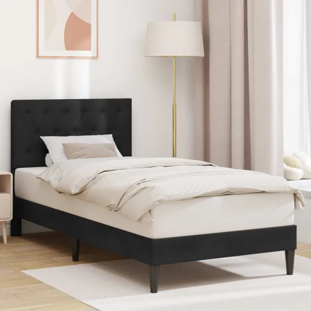 vidaXL Bedframe met hoofdeinde Zwart 90 x 190 cm Fluweel
