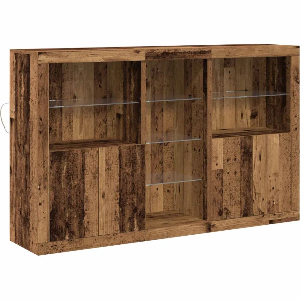 vidaXL LED Sideboard Oud hout 162 x 37 x 100 cm Bewerkt hout bruin, foto 3