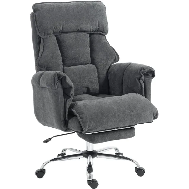 Homcom Bureaustoel - Zachte Flanel (100% Polyester) - 80 x 80 x 106-114 cm - Donkergrijs