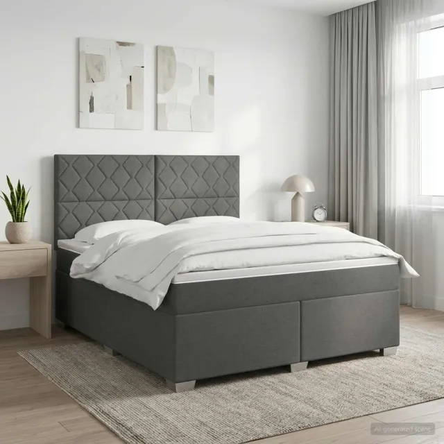 vidaXL Boxspringbed met matras Donkergrijs 180 x 200 cm Stof