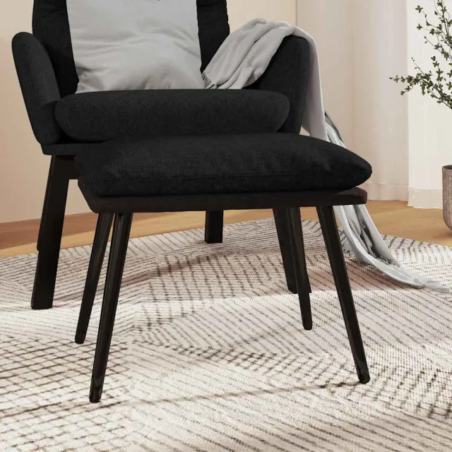 vidaXL Voetenbank 45x29,5x35 cm stof en kunstleer zwart, foto 2