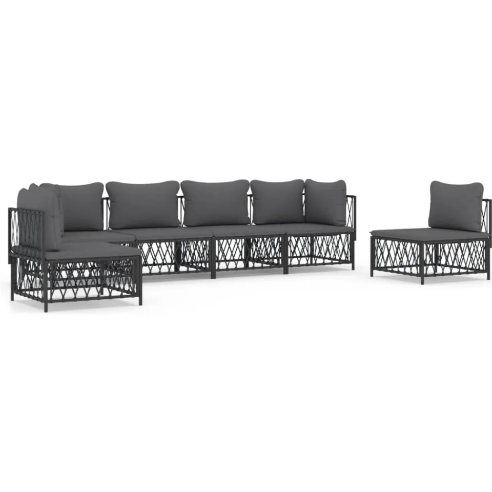 vidaXL 6-delige Loungeset met kussens staal antracietkleurig Anthraciet