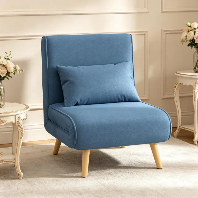 CHICFURN Slaapfauteuil - Verstelbare rugleuning - Opklapbaar - Blauw