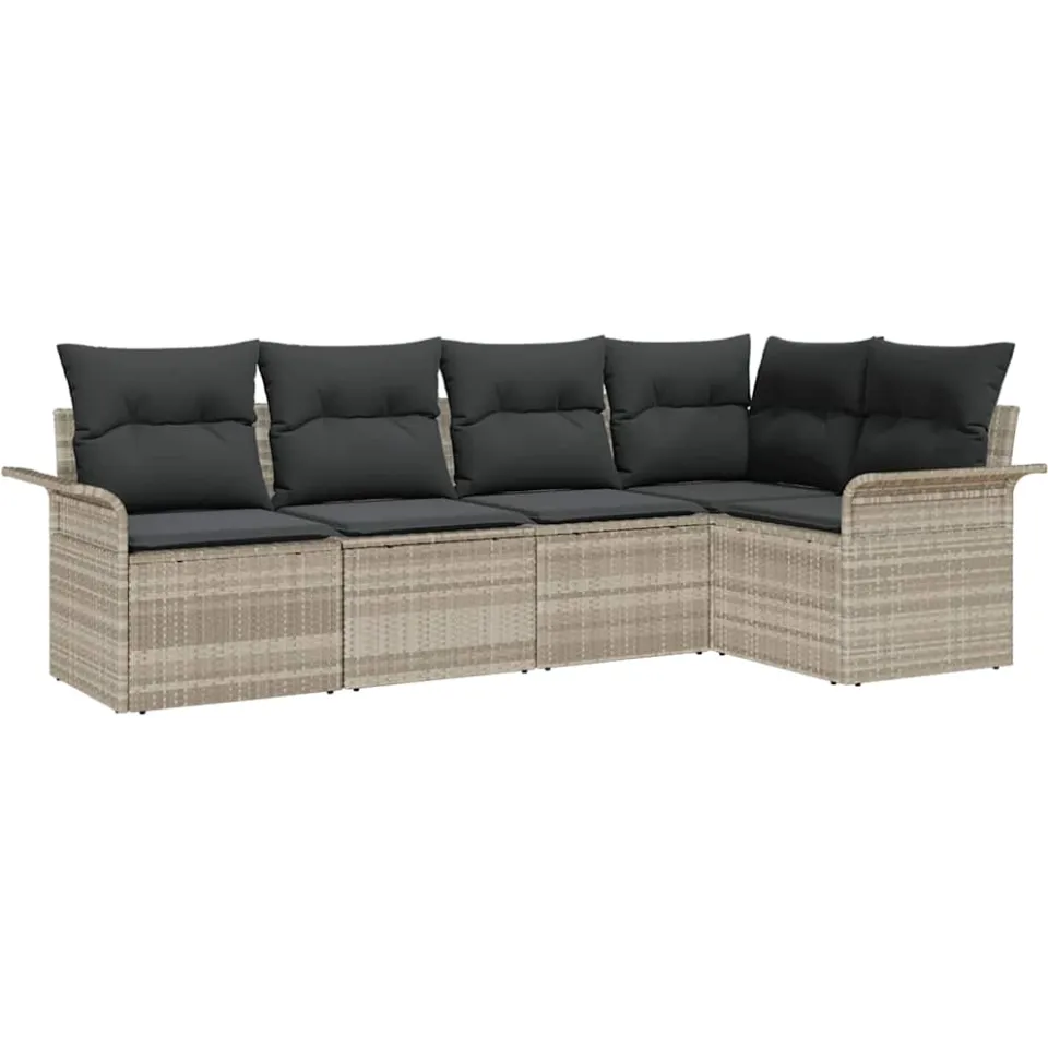 vidaXL Tuin Sofa Set 5 st Lichtgrijs poly rattan