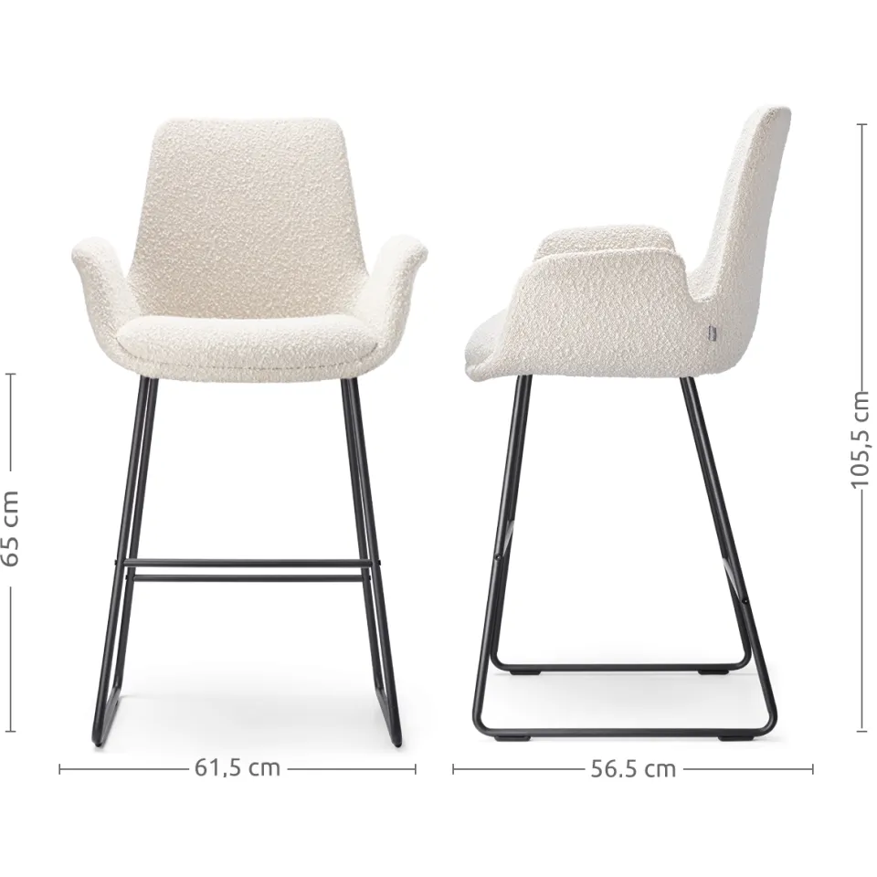Nolon Nino-Eef barkruk bouclé beige - zwart onderstel - 65 cm, foto 3