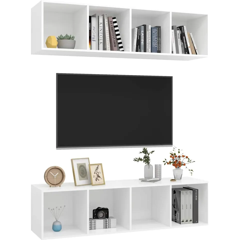 vidaXL Tv-wandmeubelen 2 st bewerkt hout wit, foto 4