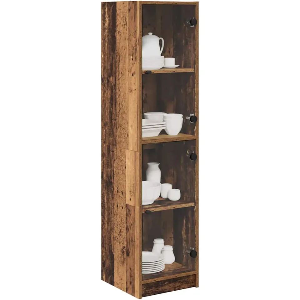 vidaXL Highboard Oud Hout 35 x 37 x 142 cm Bewerkt hout Bruin