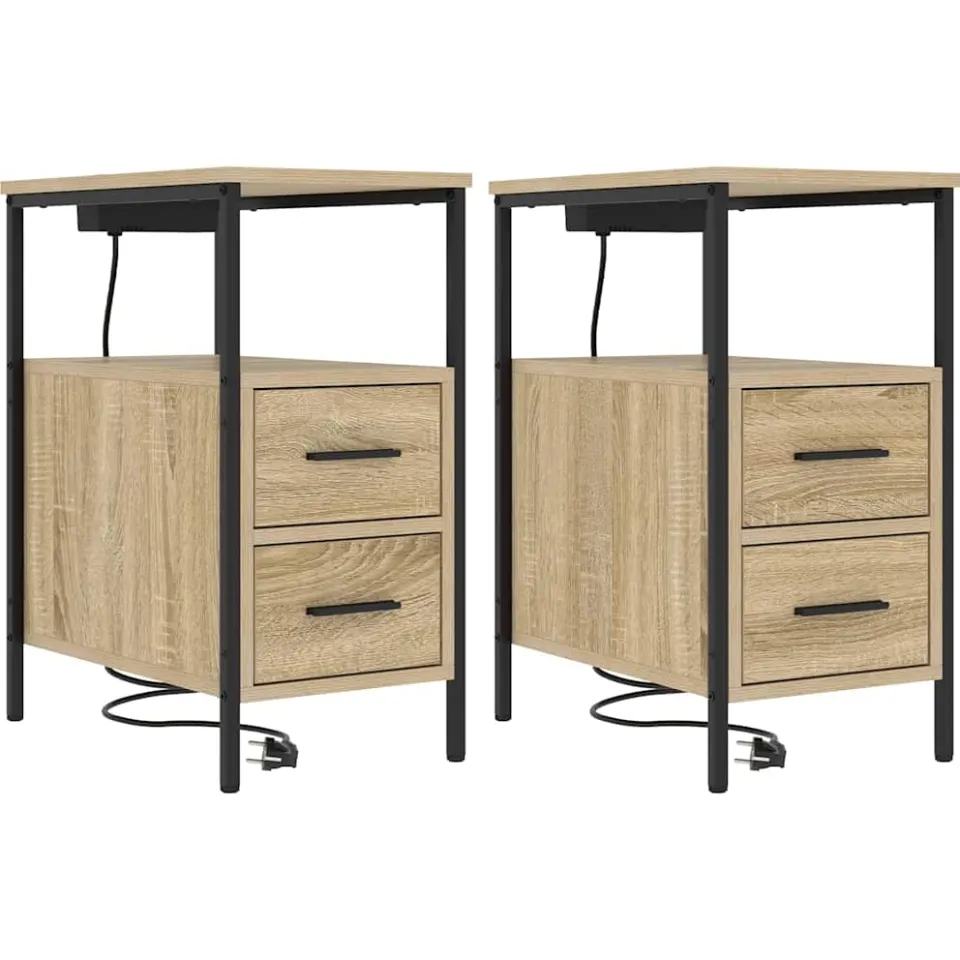 vidaXL Nachtkastje 2 st Sonoma Eiken 30 x 48 x 61 cm Bewerkt hout, foto 3