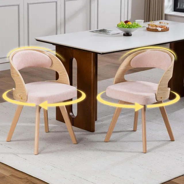 Welltin Eetkamerstoelen - Set Van 2 - Roze - draaibaar - Eetkamerstoel - Eettafelstoel - Eetkamerstoelen - Stoel - Linnen - Beukenhout Poten - Modern Design