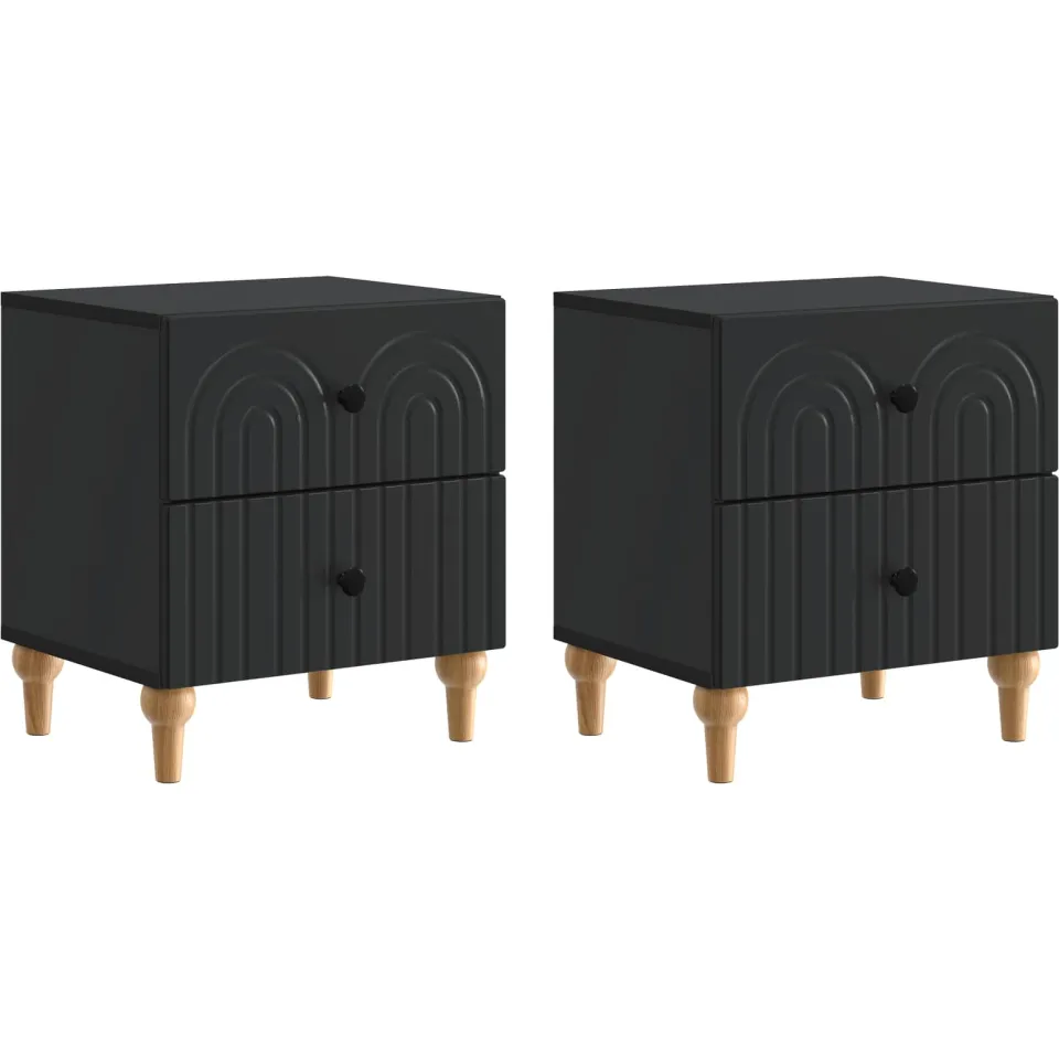 vidaXL Nachtkastje 2 st Zwart 43 x 34,5 x 48 cm Bewerkt hout, foto 3