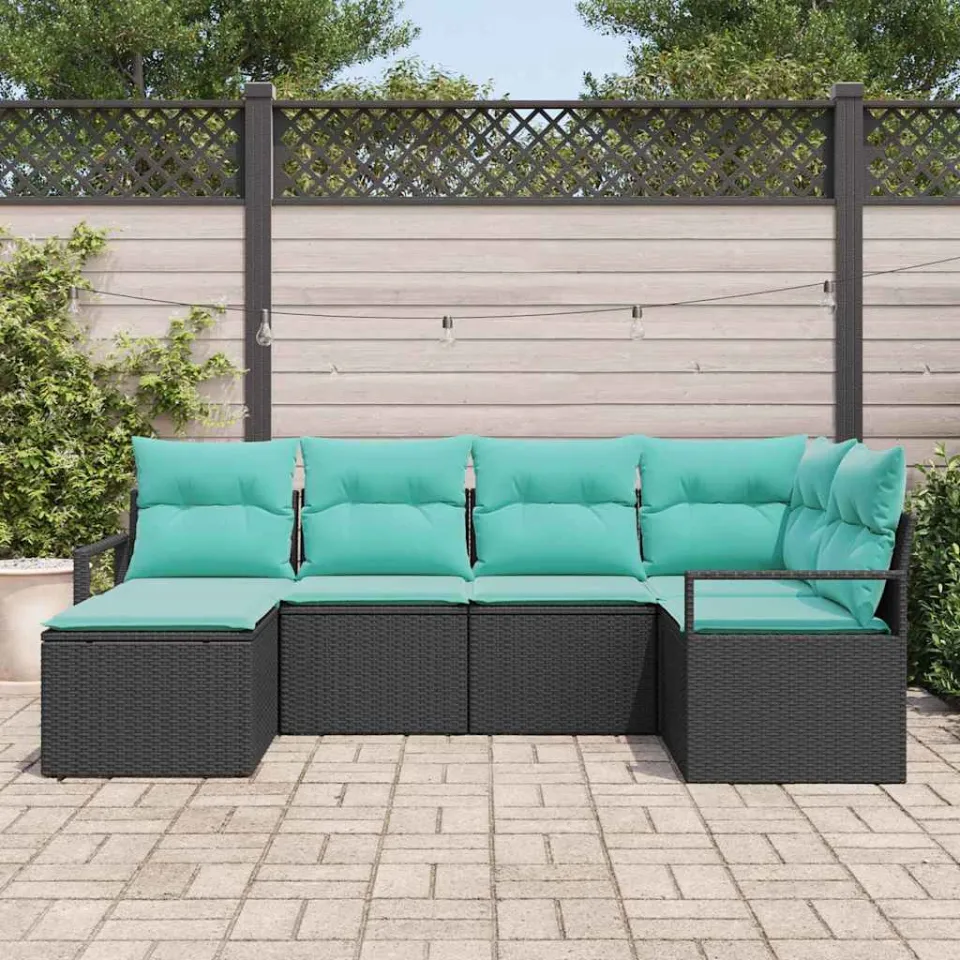 vidaXL Bankstel 6 st Zwart poly rattan, foto 3