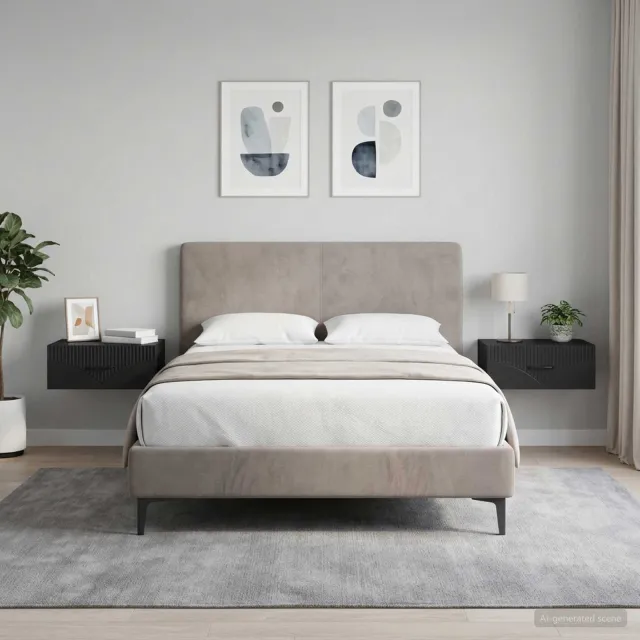 vidaXL Wandbeugel Bedkast 2 st Zwart 49 x 34,5 x 20 cm Bewerkt hout, foto 2