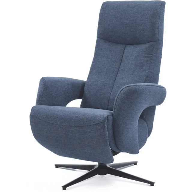 Zenda Elektrische relaxfauteuil Palermo - Donkerblauw Meubelstof - gebruiksklaar afgeleverd - Draaibaar - Elektrisch - Relaxstoel