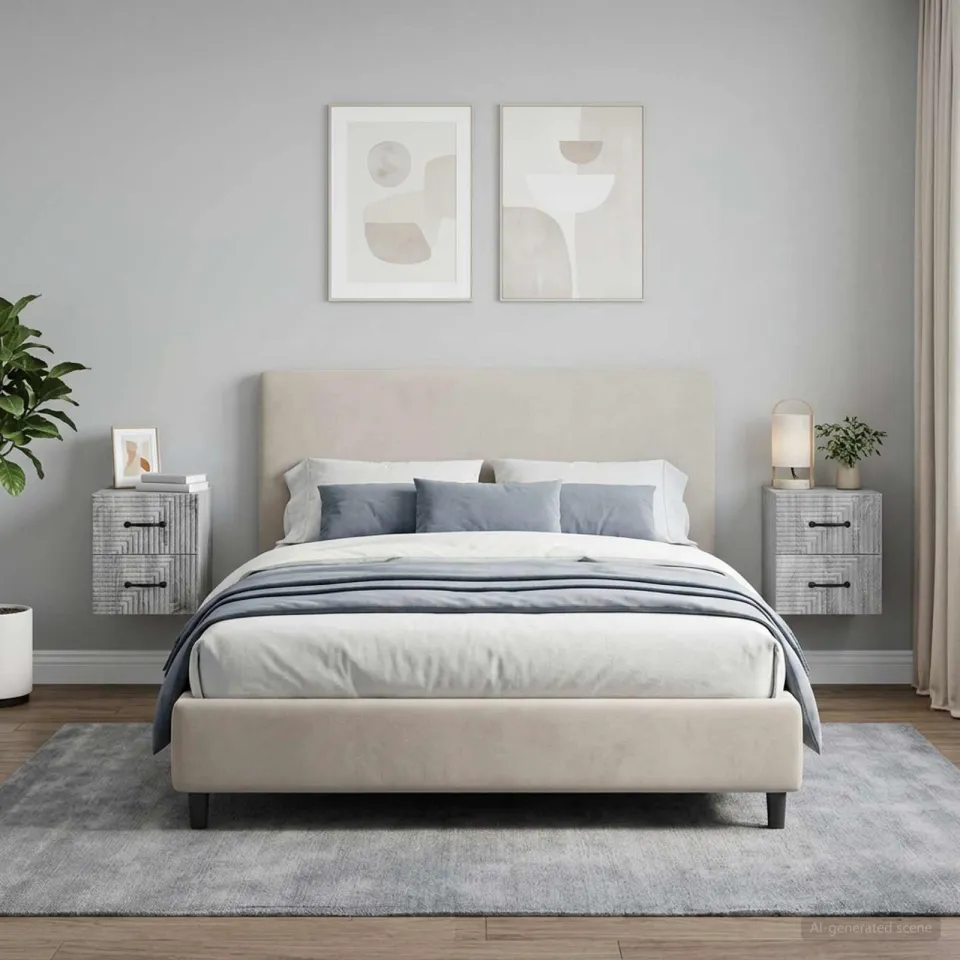 vidaXL Wandbeugel Bedkast 2 st Grijs sonoma 34,5 x 33 x 40 cm, foto 4