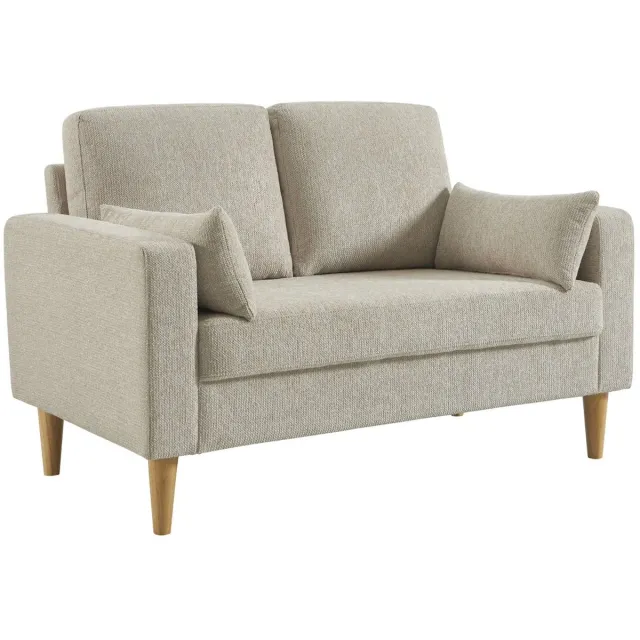 sweeek Rubberhouten en chenille stoffen 2-zitsbank - bjorn Beige