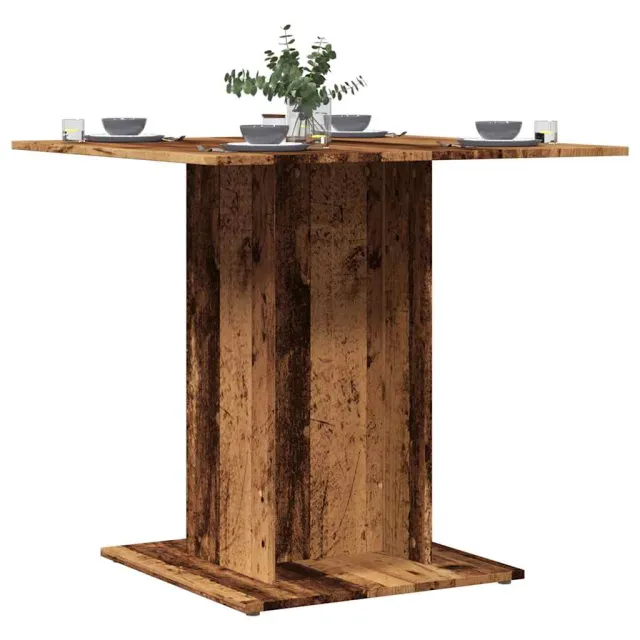 vidaXL Eettafel 80x80x75 cm bewerkt hout oud houtkleurig Bruin