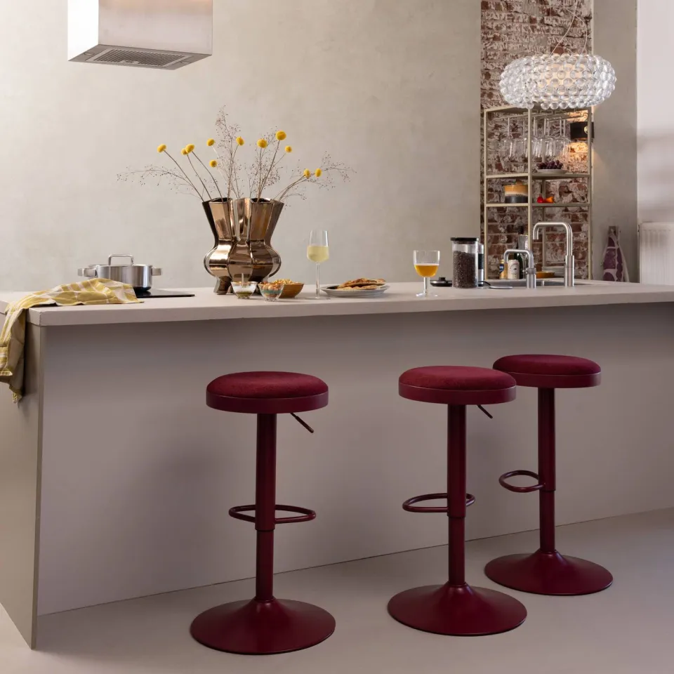 WOOOD Mevo barstoel bordeauxrood, foto 4