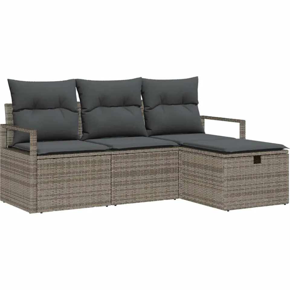 vidaXL Tuin Sofa Set 4 st Grijs poly rattan