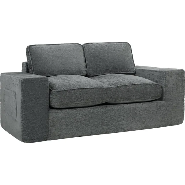 Homcom Tweezitsbank - Chenille (100% polyester) - 156,5 x 87,5 x 78 cm - Grijs