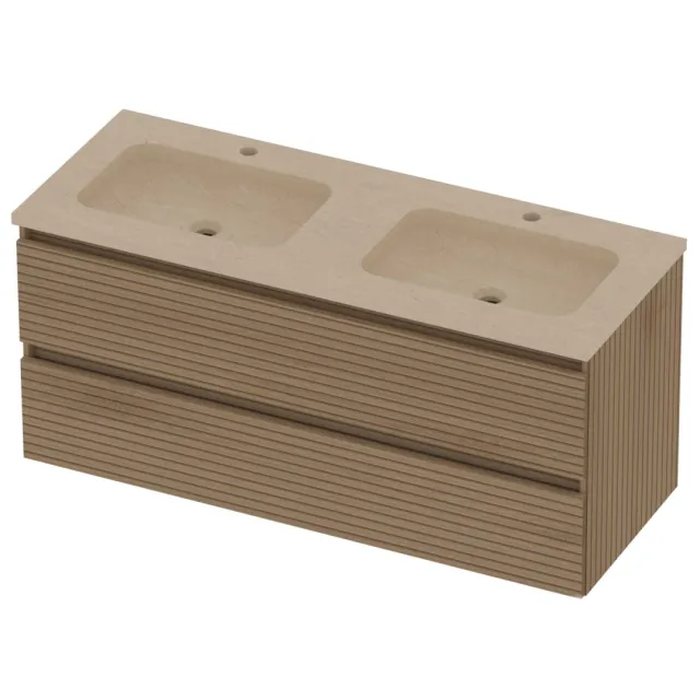 Basic-Line Rocky 46 Badmeubelset Hardsteen 120x46x54 cm R46SSELO120D2 Lamello Oak Sand Stone Beige