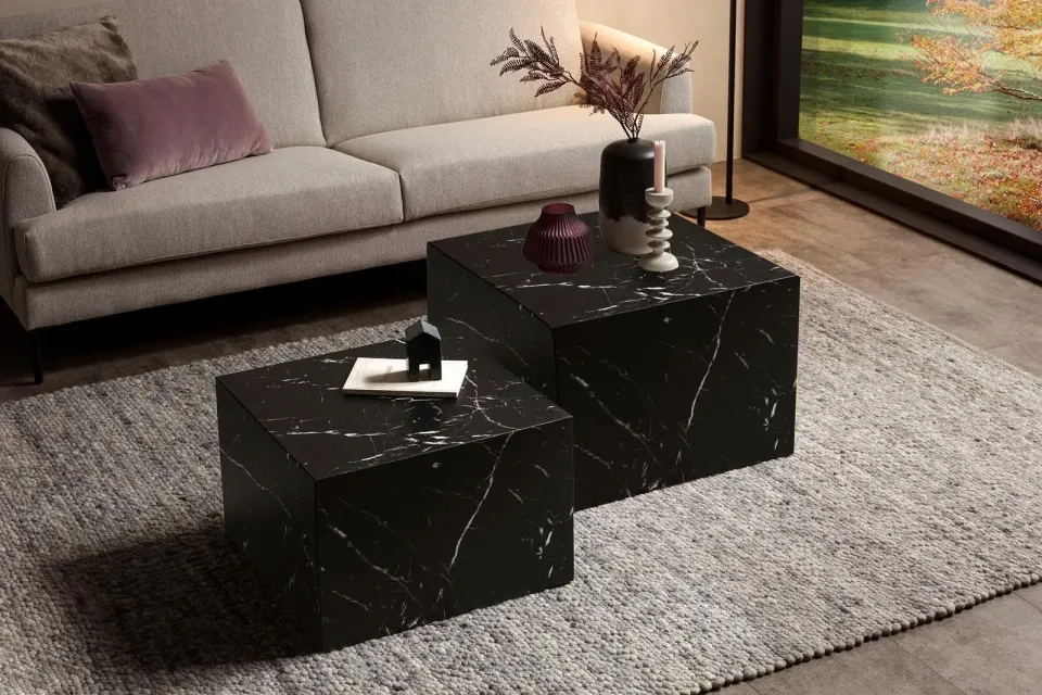 Salontafel set Esma zwart vierkant, foto 2