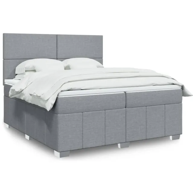 vidaXL Boxspring met matras stof lichtgrijs 200x200 cm grijs