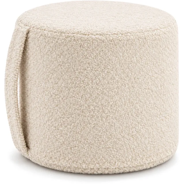 Totsy baby Poefkruk rond en zacht Bouclé 25x35 cm gestoffeerd voor kinderen en peuters Crème