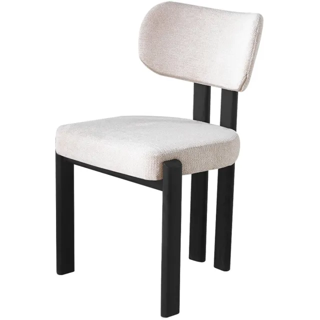 Lizzely Garden & Living Eetkamerstoel Japandi beige Naomi zwart Japanse stijl eetstoel zetel