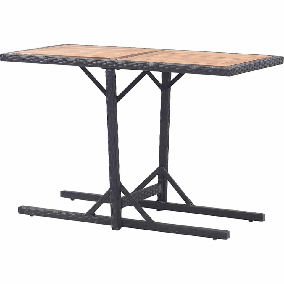 vidaXL Tuintafel massief acaciahout en poly rattan zwart, foto 3