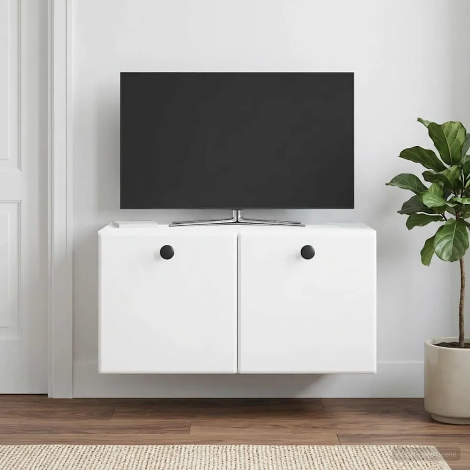 vidaXL Wandbeugel TV-kast 59,5 x 31 x 30 cm Wit Bewerkt hout, foto 4
